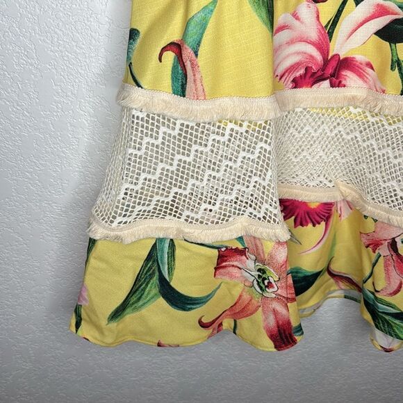 NWT PatBo LAELIA FRINGE TRIM MIDI SKIRT - CANARY Size 0 - Picture 6 of 13